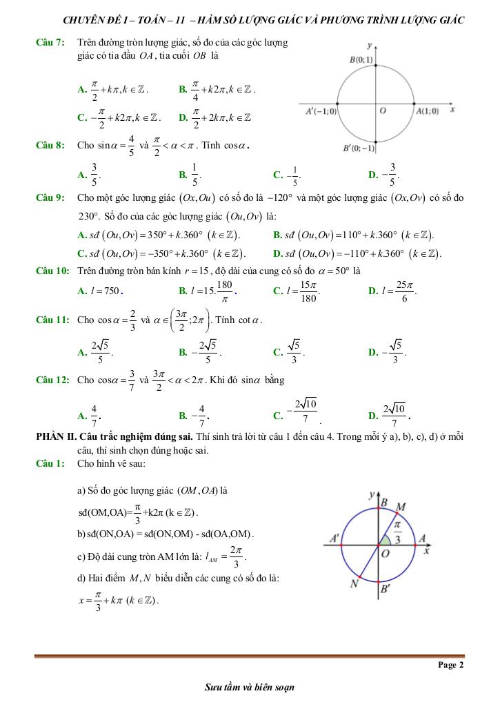đề kiểm tra theo bài học chủ đề hàm số lượng giác và phương trình lượng giác 1
