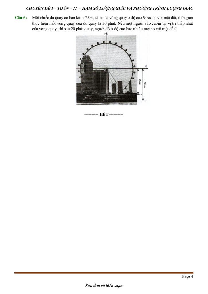 đề kiểm tra theo bài học chủ đề hàm số lượng giác và phương trình lượng giác 3