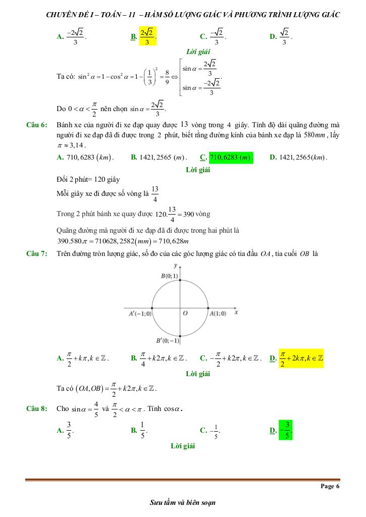 đề kiểm tra theo bài học chủ đề hàm số lượng giác và phương trình lượng giác 5