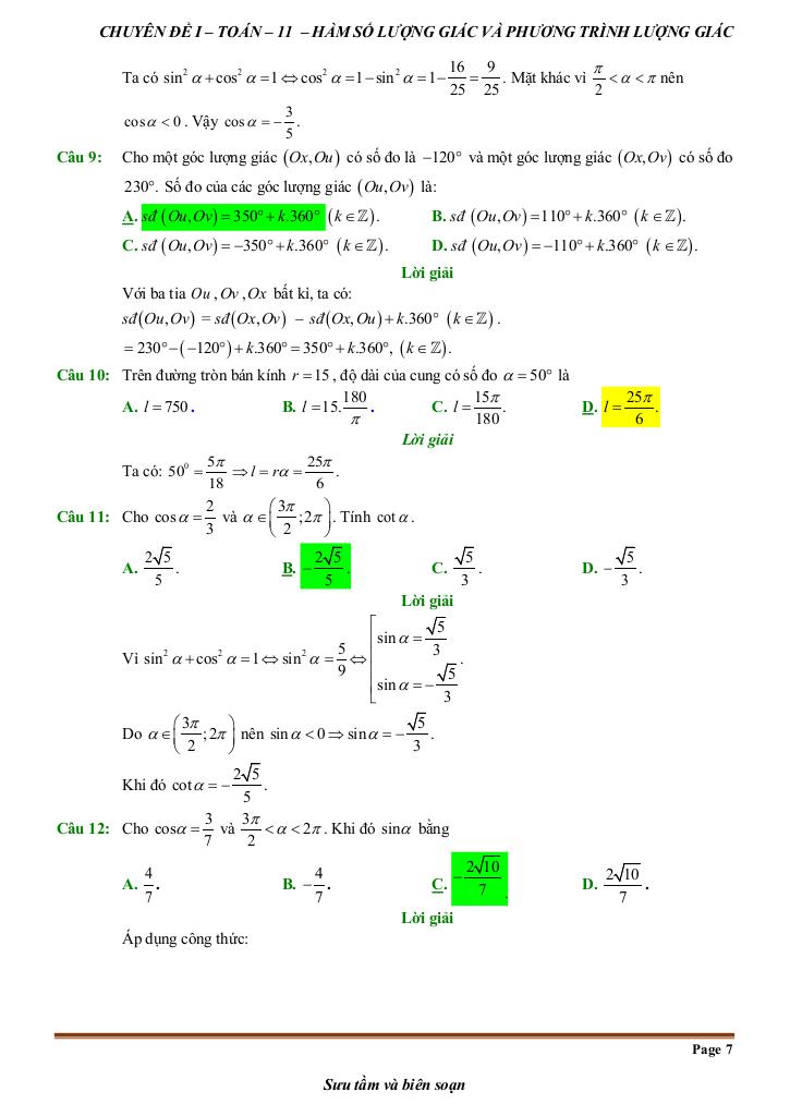 đề kiểm tra theo bài học chủ đề hàm số lượng giác và phương trình lượng giác 6