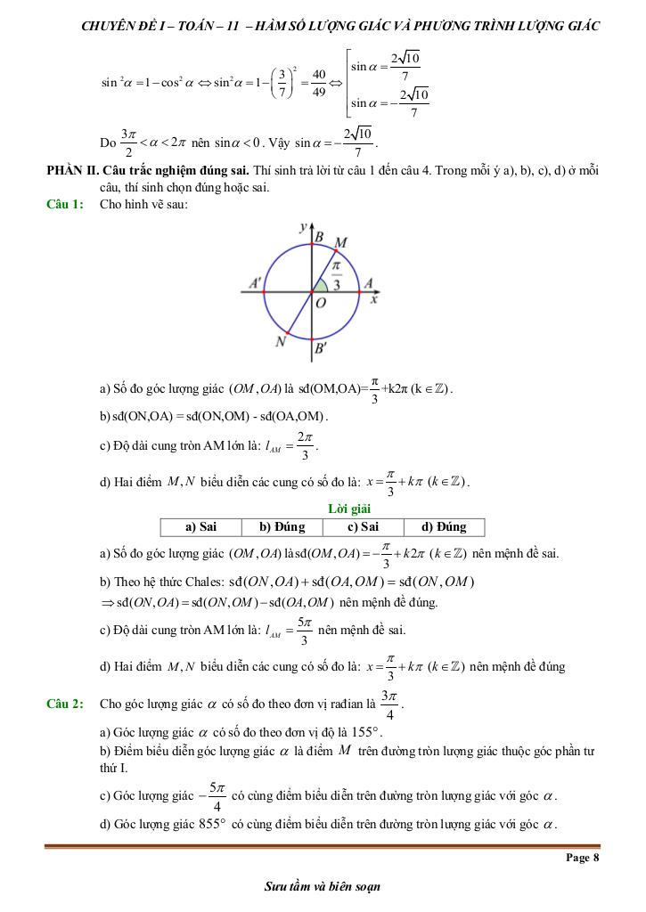 đề kiểm tra theo bài học chủ đề hàm số lượng giác và phương trình lượng giác 7