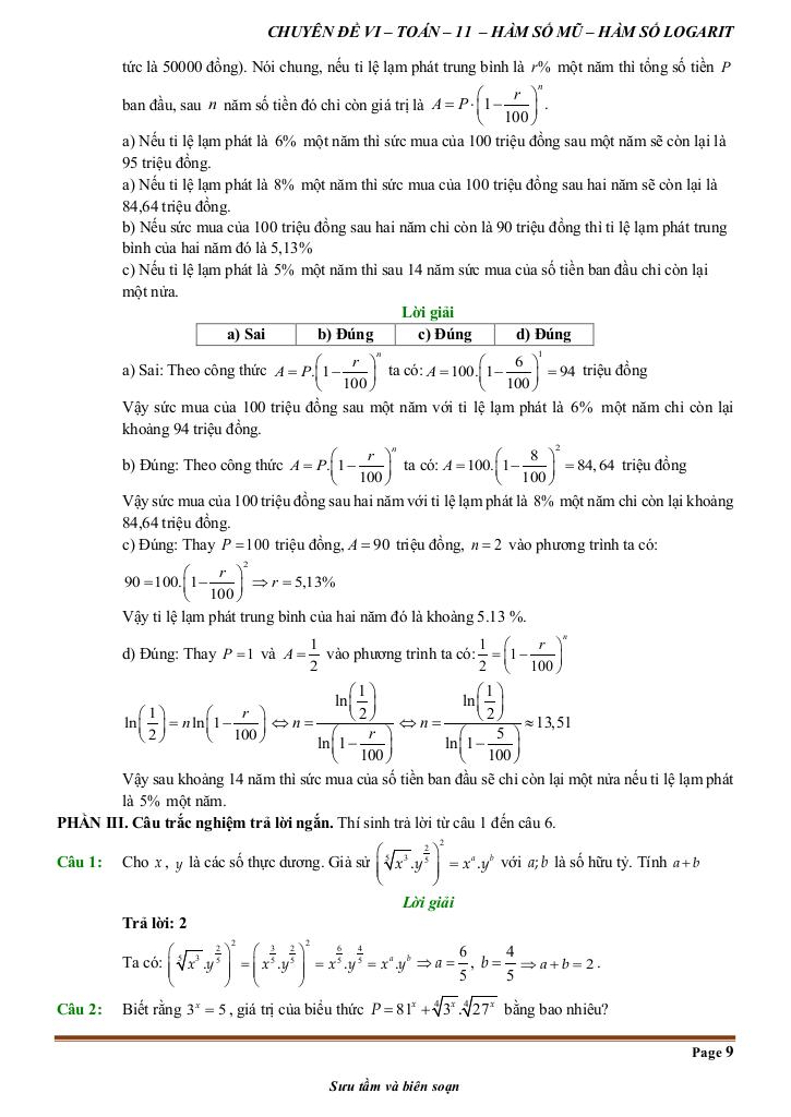 đề kiểm tra theo bài học chủ đề hàm số mũ và hàm số lôgarit 8