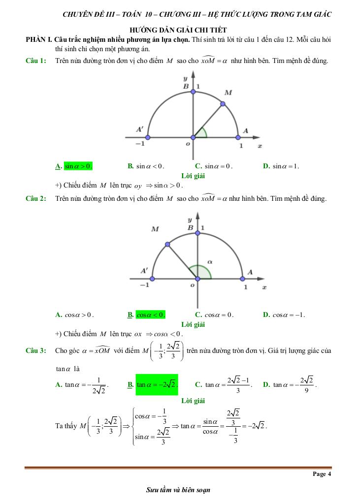 đề kiểm tra theo bài học chủ đề hệ thức lượng trong tam giác 3