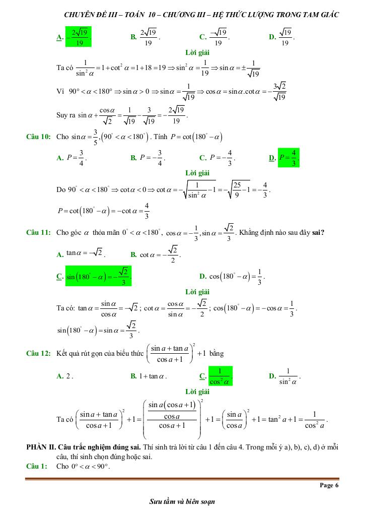 đề kiểm tra theo bài học chủ đề hệ thức lượng trong tam giác 5