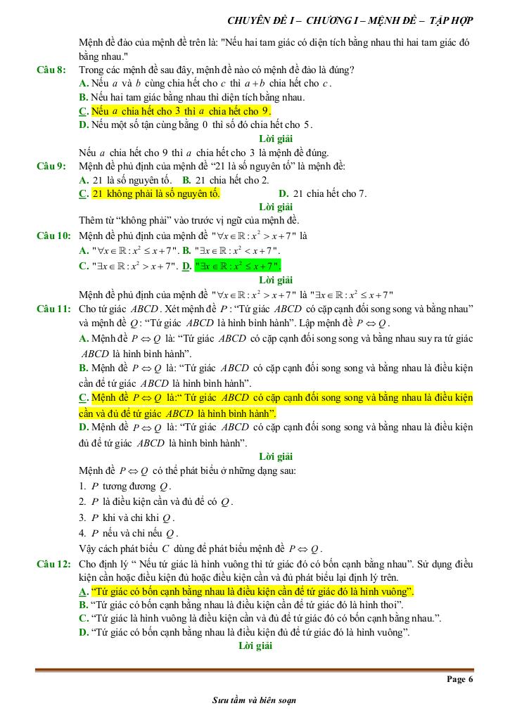 đề kiểm tra theo bài học chủ đề mệnh đề và tập hợp 5