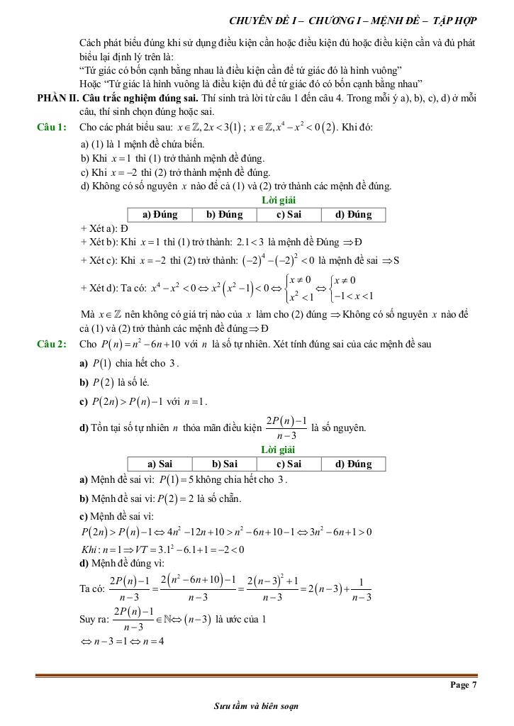đề kiểm tra theo bài học chủ đề mệnh đề và tập hợp 6