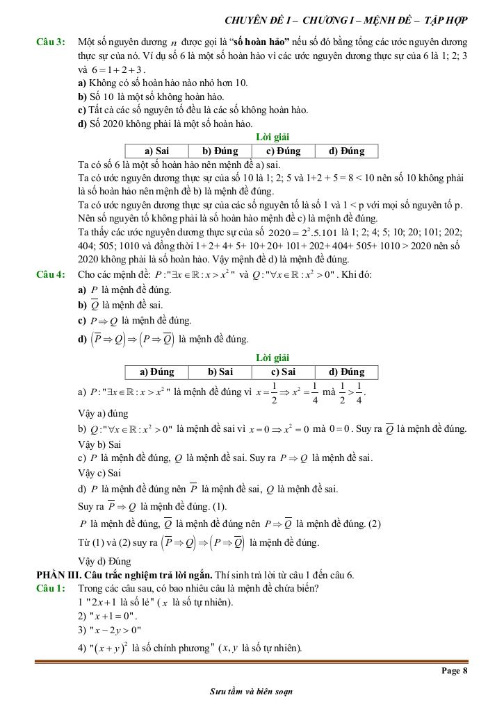đề kiểm tra theo bài học chủ đề mệnh đề và tập hợp 7