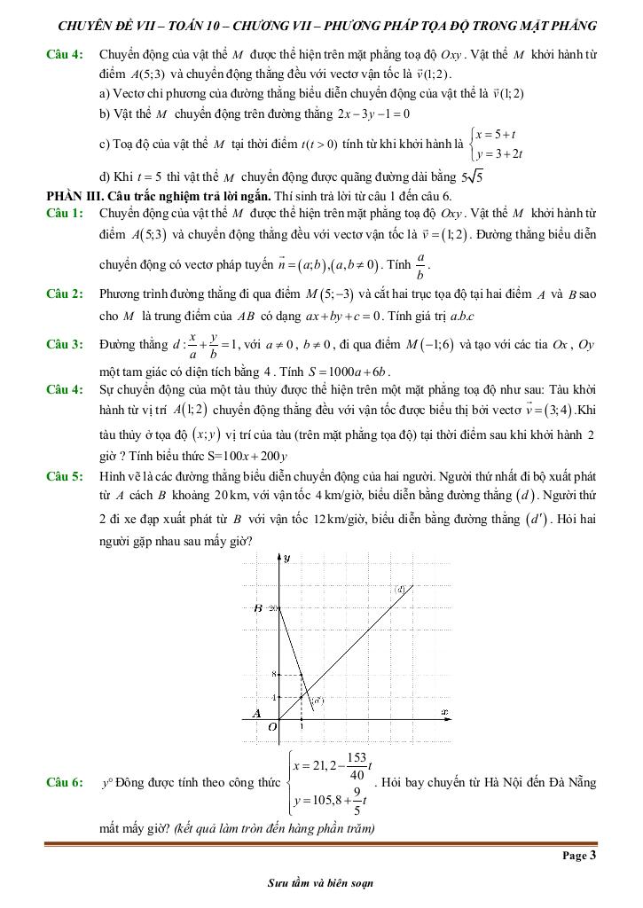 đề kiểm tra theo bài học chủ đề phương pháp tọa độ trong mặt phẳng 2