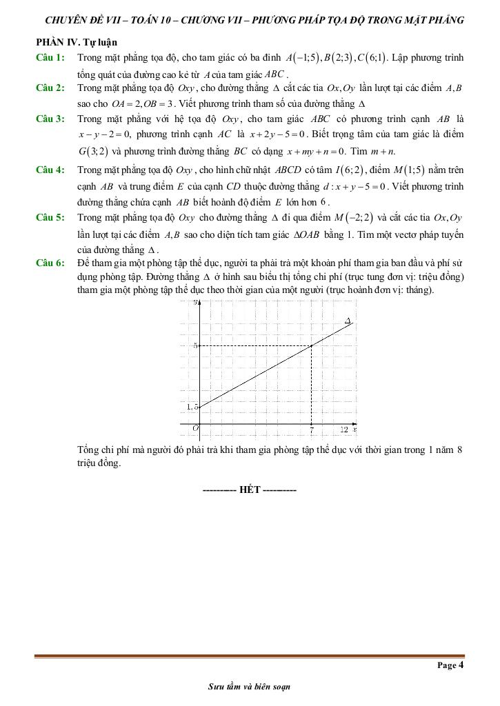 đề kiểm tra theo bài học chủ đề phương pháp tọa độ trong mặt phẳng 3