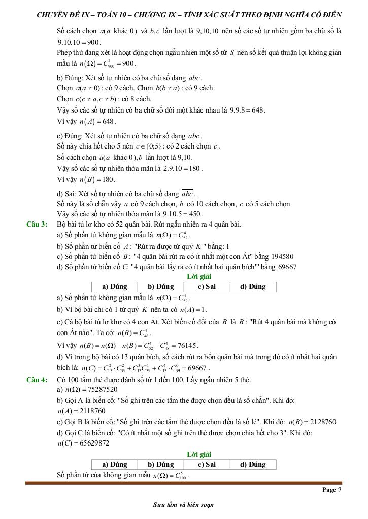 đề kiểm tra theo bài học chủ đề tính xác suất theo định nghĩa cổ điển 6