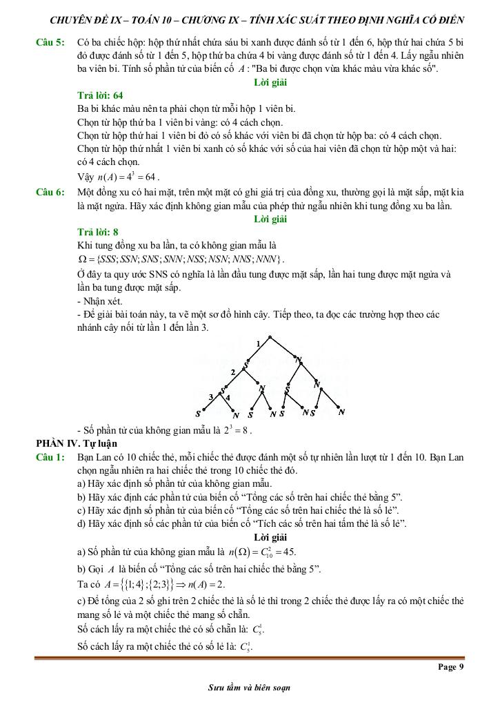 đề kiểm tra theo bài học chủ đề tính xác suất theo định nghĩa cổ điển 8