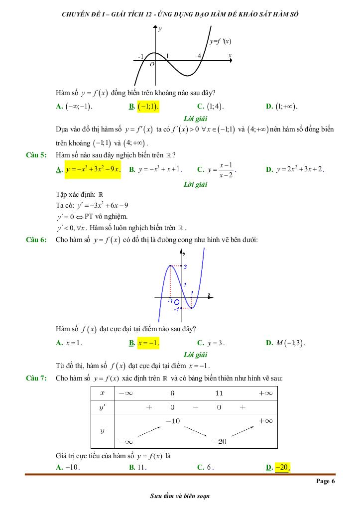 đề kiểm tra theo bài học chủ đề ứng dụng đạo hàm để khảo sát và vẽ đồ thị hàm số 5