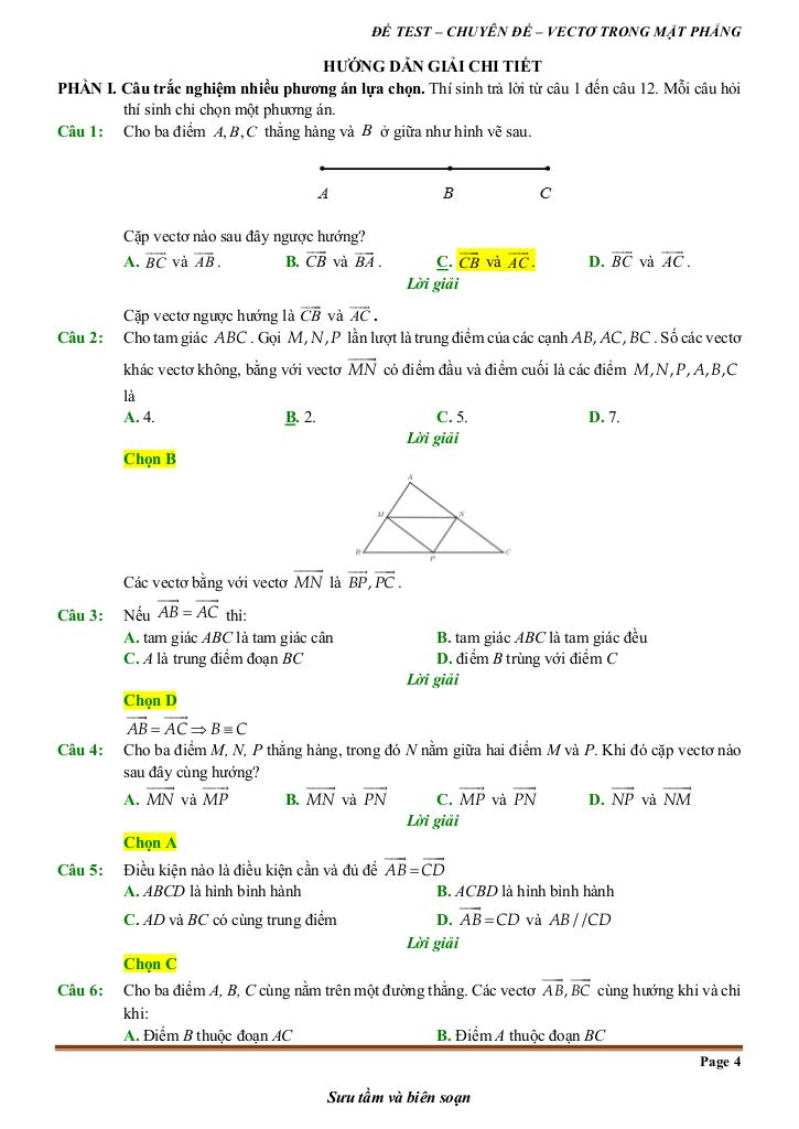 đề kiểm tra theo bài học chủ đề vectơ 3