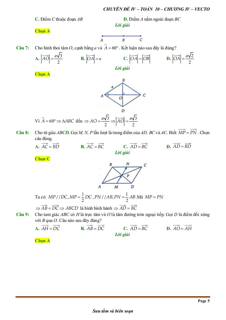 đề kiểm tra theo bài học chủ đề vectơ 4