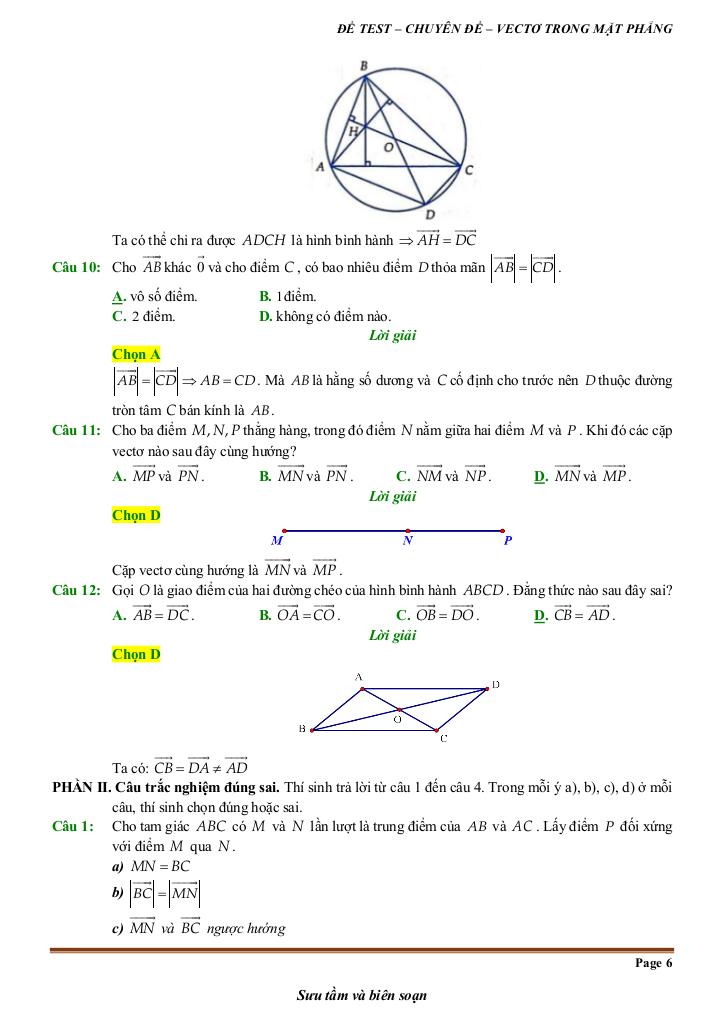 đề kiểm tra theo bài học chủ đề vectơ 5