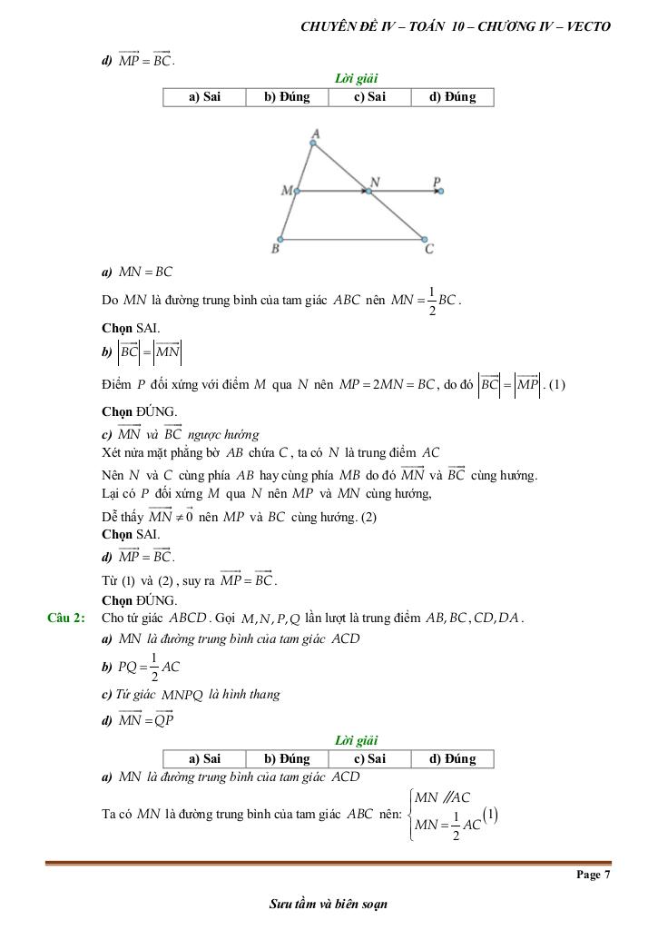 đề kiểm tra theo bài học chủ đề vectơ 6