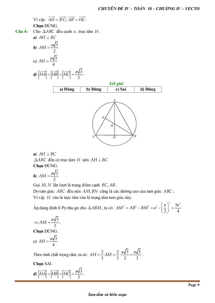 đề kiểm tra theo bài học chủ đề vectơ 8