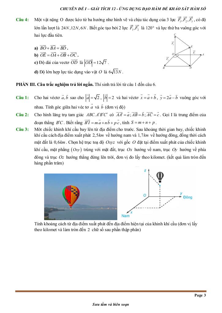 đề kiểm tra theo bài học chủ đề vectơ và hệ trục tọa độ trong không gian 2