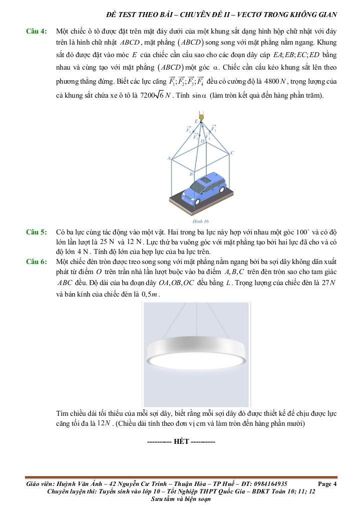 đề kiểm tra theo bài học chủ đề vectơ và hệ trục tọa độ trong không gian 3