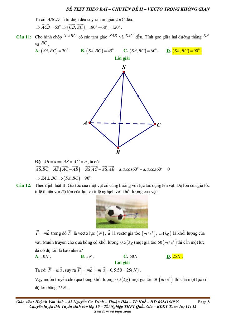 đề kiểm tra theo bài học chủ đề vectơ và hệ trục tọa độ trong không gian 7