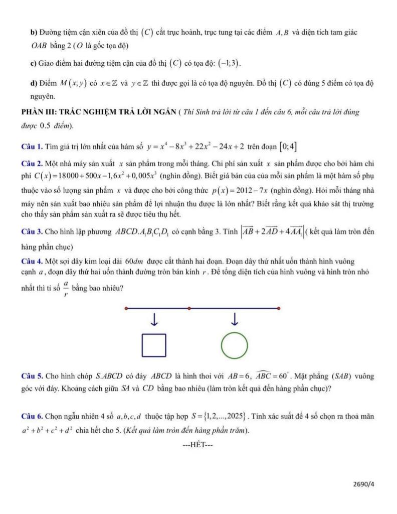 đề kiểm tra thường xuyên toán 12 năm 2025 – 2026 trường nguyễn khuyến – tp hcm 3