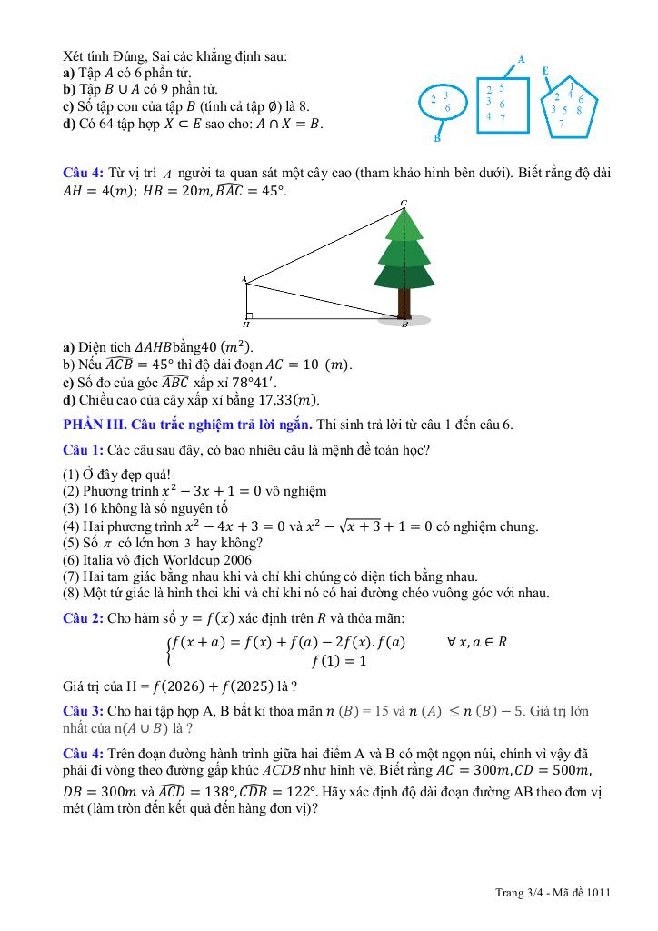 đề kiểm tra toán 10 lần 1 năm 2025 – 2026 trường thpt quế võ 3 – bắc ninh 2