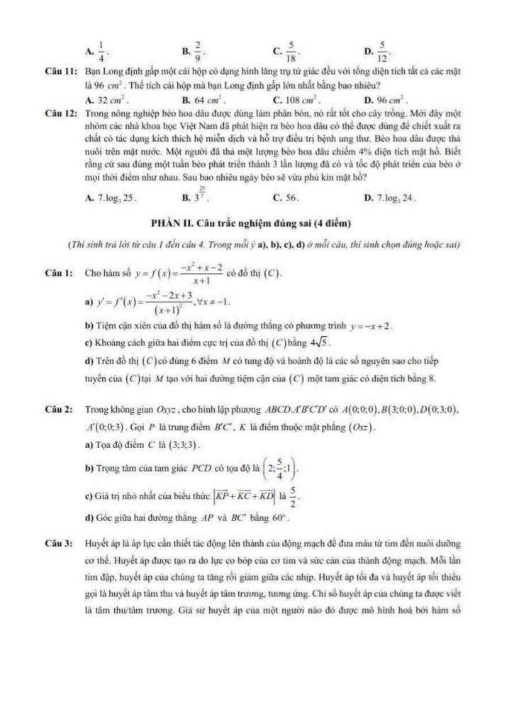 đề kiểm tra toán 12 tháng 10 năm 2025 trường nguyễn khuyến & lê thánh tông – tp hcm 5