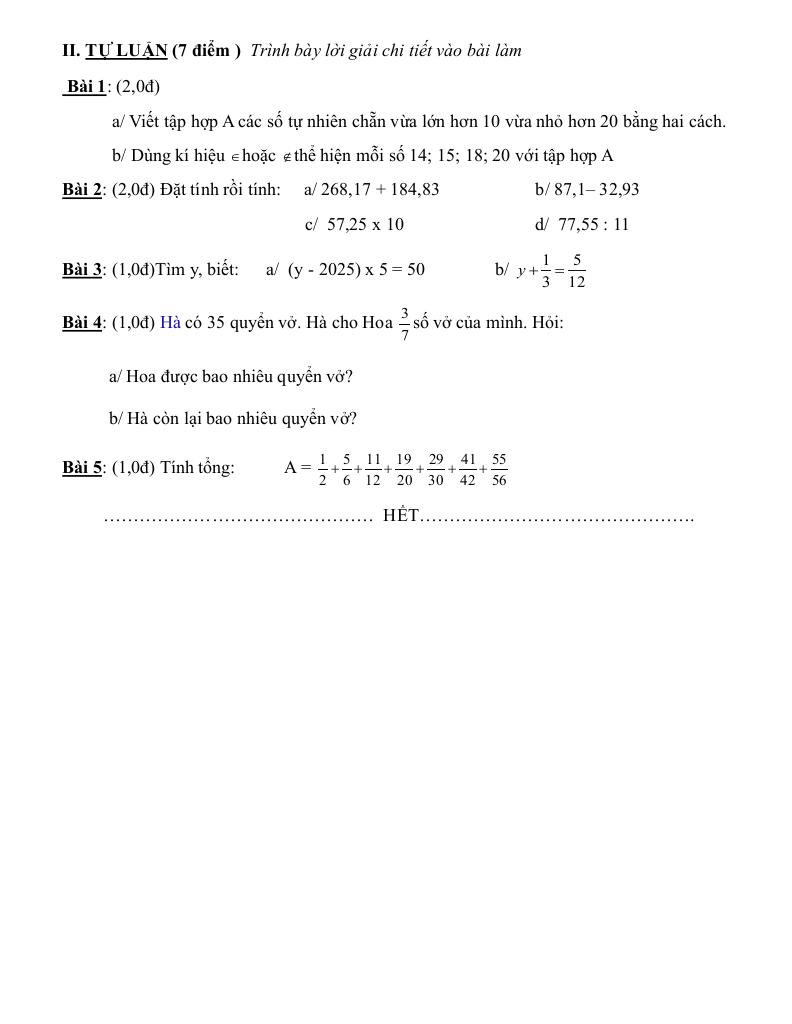 đề kiểm tra toán 6 đầu năm 2025 – 2026 trường thcs lý thường kiệt – tp hcm 1