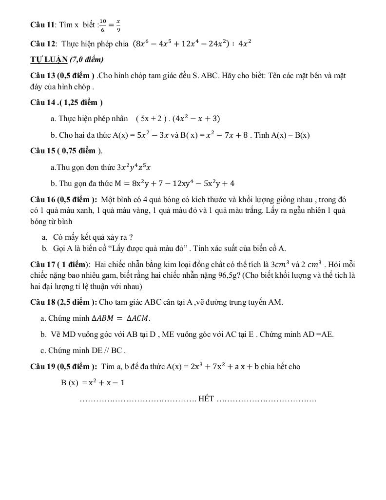 đề kiểm tra toán 8 đầu năm 2025 – 2026 trường thcs lý thường kiệt – tp hcm 1
