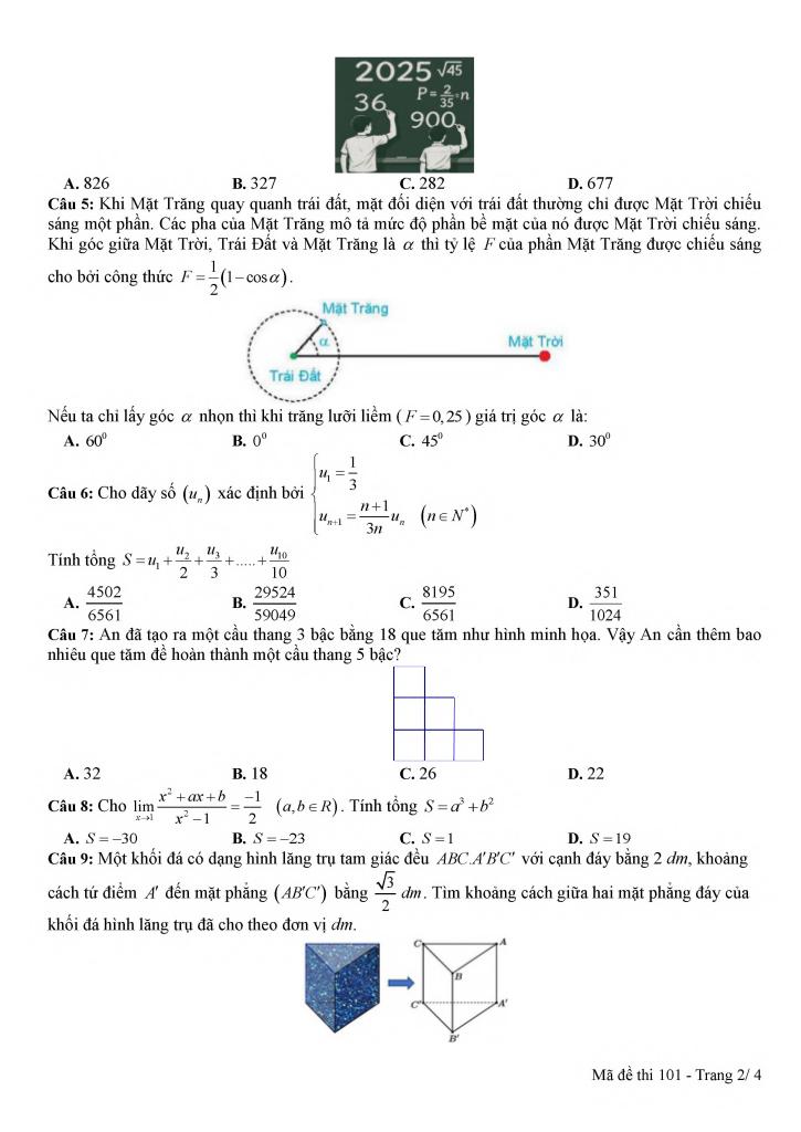 đề kscl học sinh giỏi toán 12 đợt 1 năm 2025 – 2026 liên trường thpt – nghệ an 1