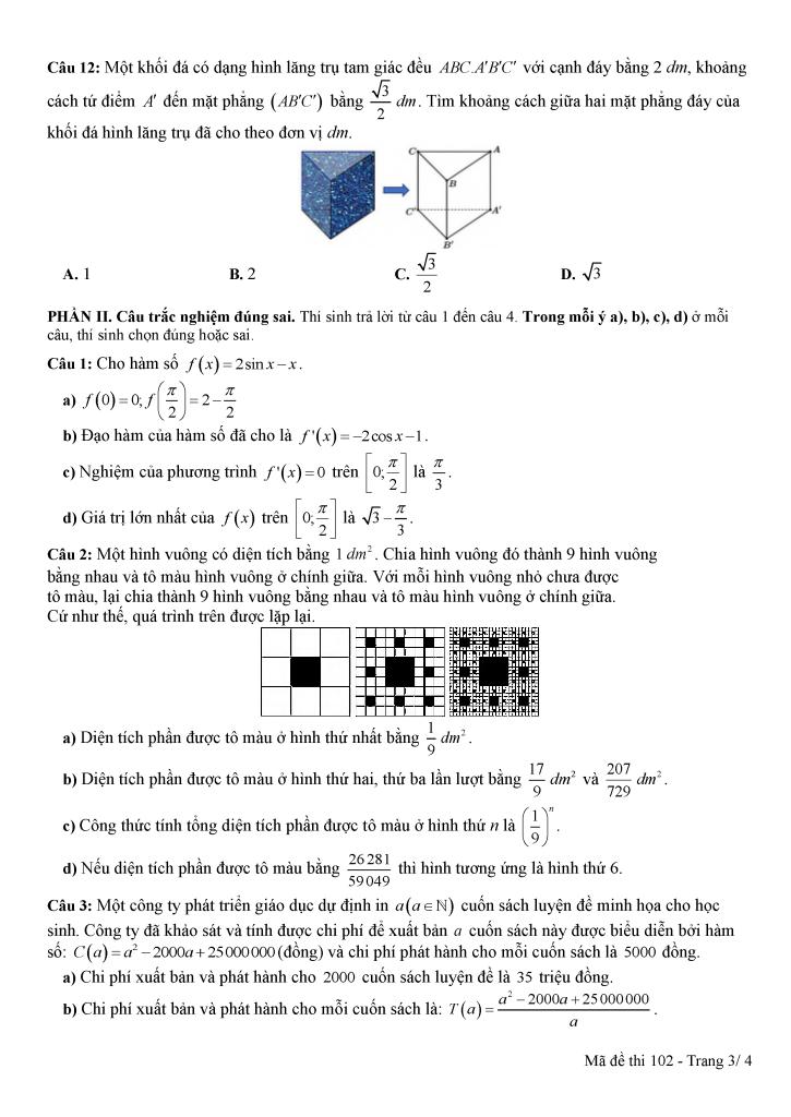 đề kscl học sinh giỏi toán 12 đợt 1 năm 2025 – 2026 liên trường thpt – nghệ an 6