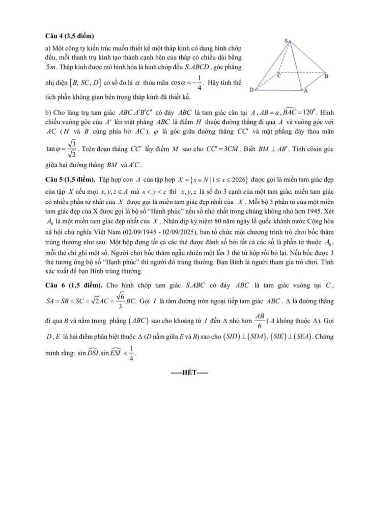 đề kscl học sinh giỏi toán 12 đợt 2 năm 2025 – 2026 liên trường thpt – nghệ an 5