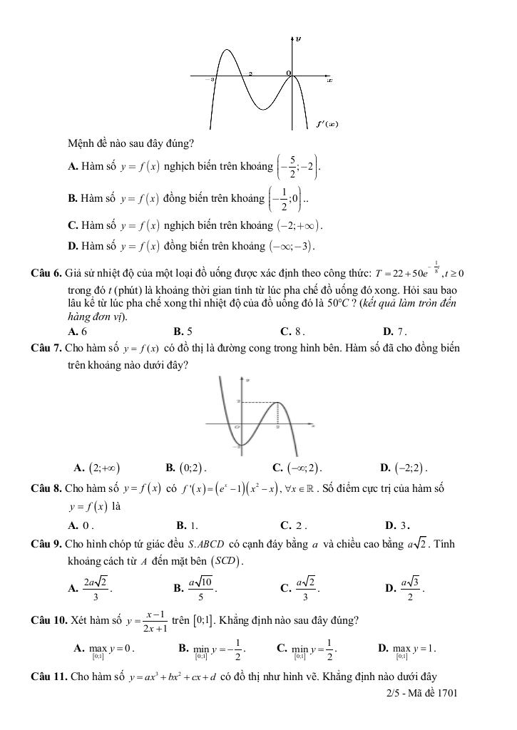 đề kscl toán 12 thi tn thpt 2026 lần 1 trường thpt đào duy từ – thanh hóa 1
