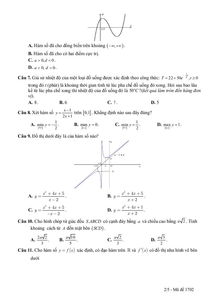 đề kscl toán 12 thi tn thpt 2026 lần 1 trường thpt đào duy từ – thanh hóa 6