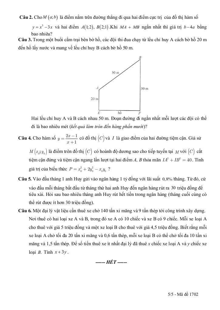 đề kscl toán 12 thi tn thpt 2026 lần 1 trường thpt đào duy từ – thanh hóa 9