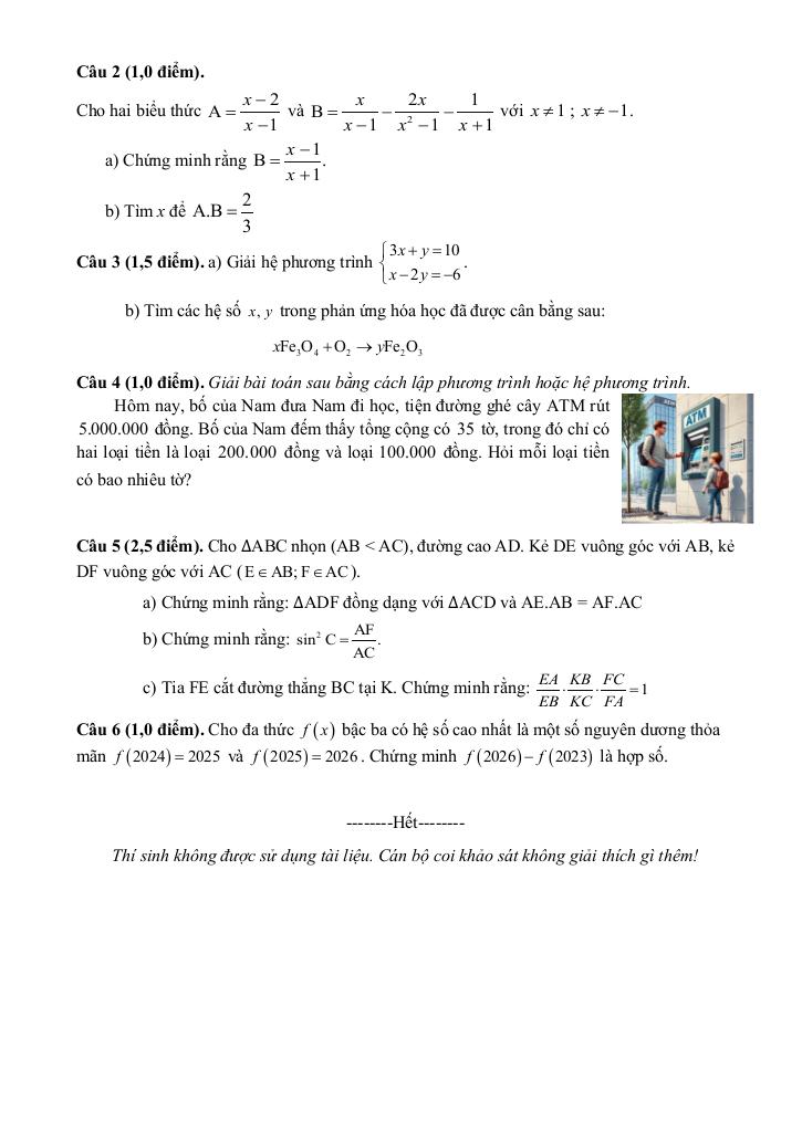 đề kscl toán 9 lần 2 năm 2025 – 2026 trường thcs thổ tang – phú thọ 1