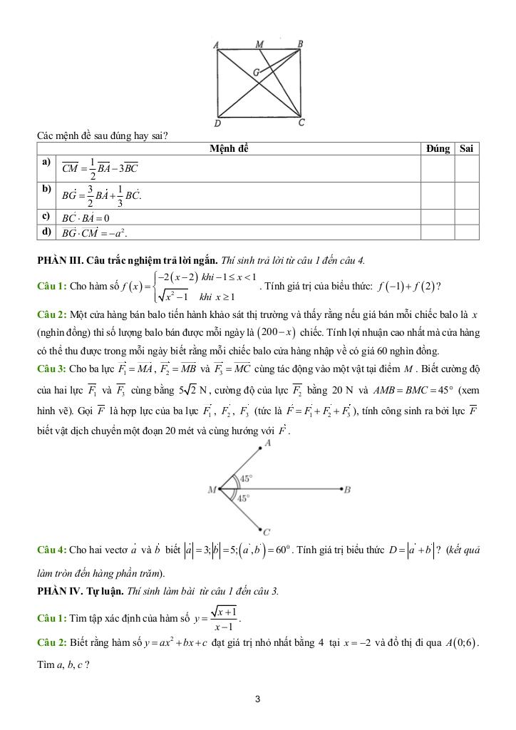 đề ôn tập cuối học kì 1 toán 10 năm 2025 – 2026 trường thpt thủ đức – tp hcm 2
