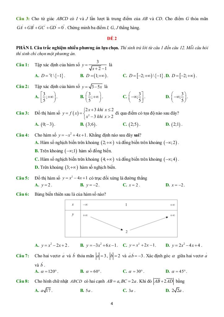 đề ôn tập cuối học kì 1 toán 10 năm 2025 – 2026 trường thpt thủ đức – tp hcm 3