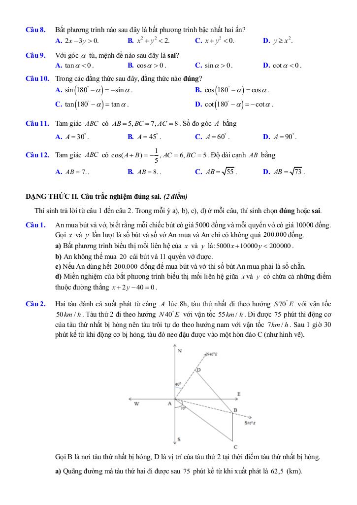 đề ôn tập giữa kì 1 toán 10 năm 2025 – 2026 trường thpt việt đức – hà nội 1