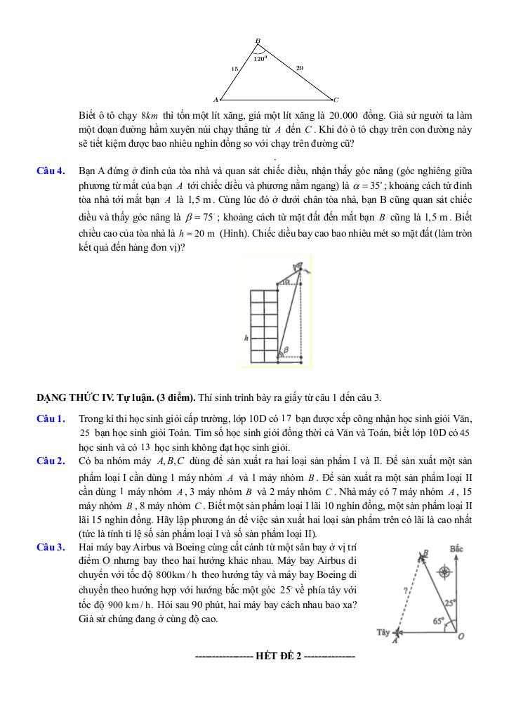 đề ôn tập giữa kì 1 toán 10 năm 2025 – 2026 trường thpt việt đức – hà nội 6