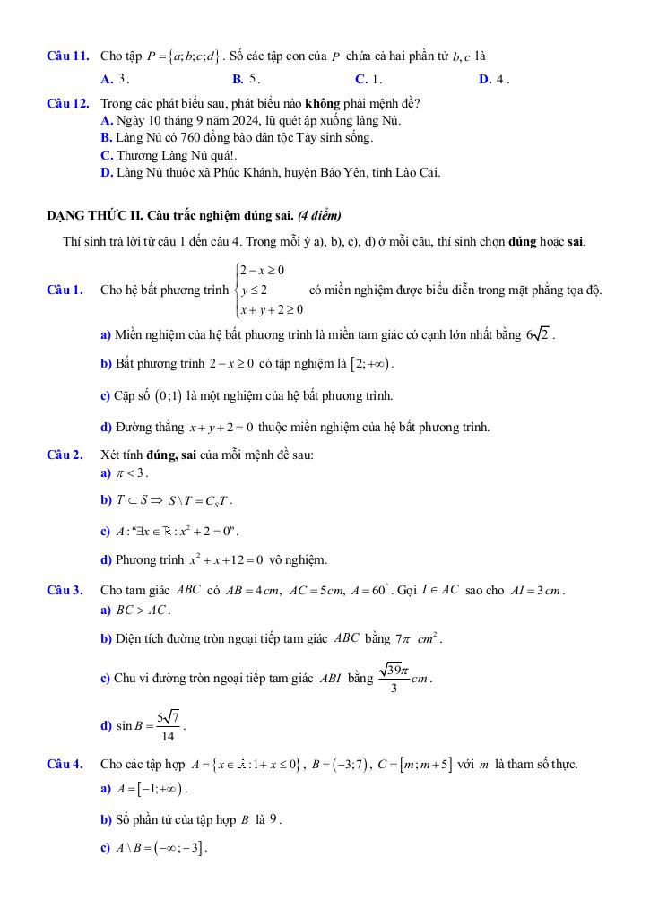 đề ôn tập giữa kì 1 toán 10 năm 2025 – 2026 trường thpt việt đức – hà nội 8