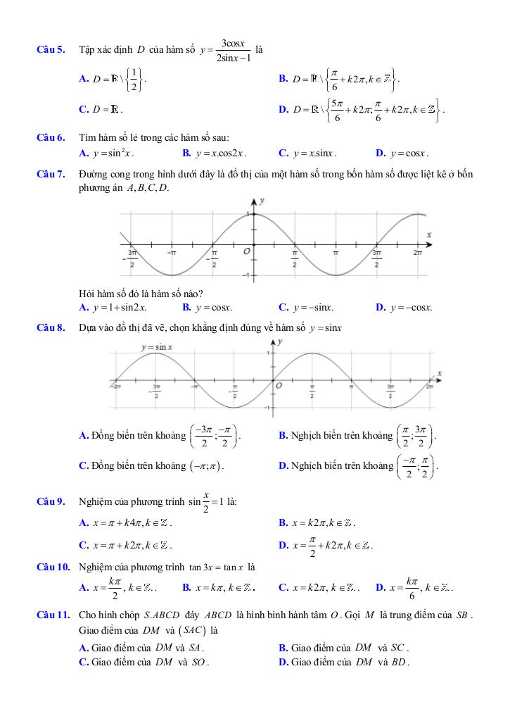 đề ôn tập giữa kì 1 toán 11 năm 2025 – 2026 trường thpt việt đức – hà nội 4