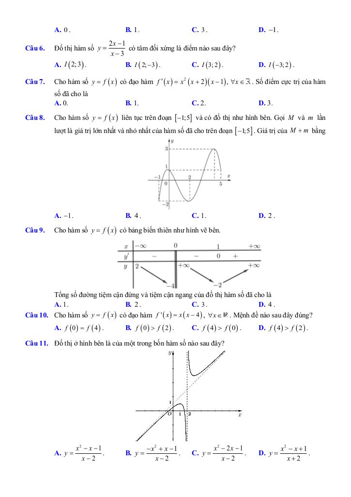 đề ôn tập giữa kì 1 toán 12 năm 2025 – 2026 trường thpt việt đức – hà nội 1