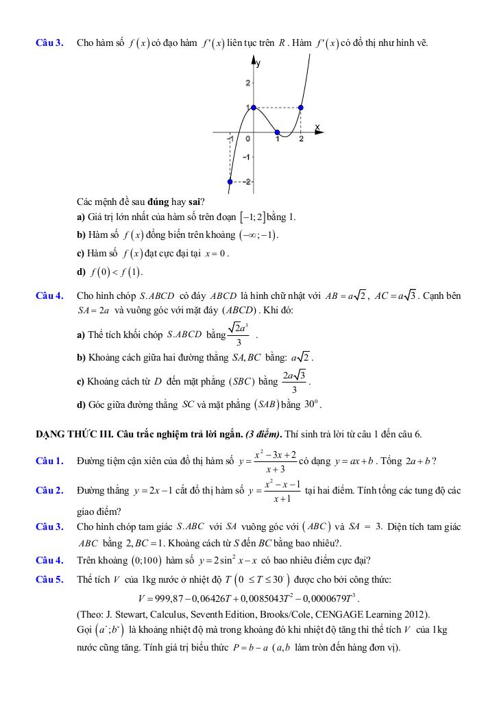đề ôn tập giữa kì 1 toán 12 năm 2025 – 2026 trường thpt việt đức – hà nội 8