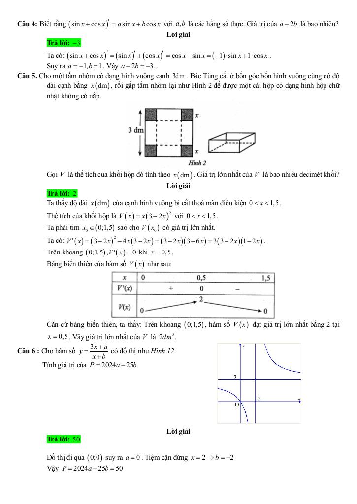 đề ôn tập giữa kỳ 1 toán 12 năm 2025 – 2026 trường thpt gia bình 1 – bắc ninh 5