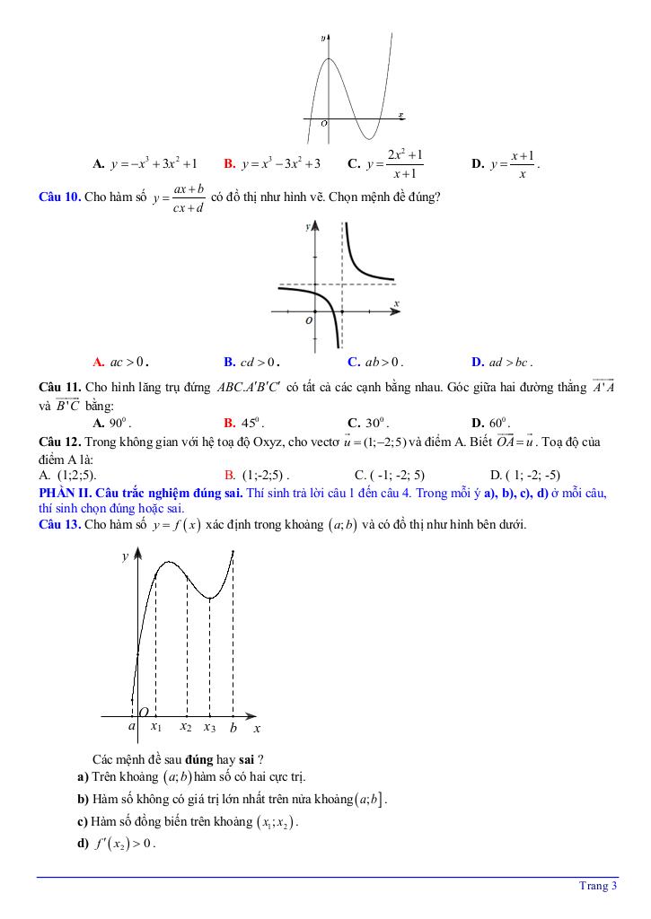 đề ôn tập giữa kỳ 1 toán 12 năm 2025 – 2026 trường thpt gia bình 1 – bắc ninh 8