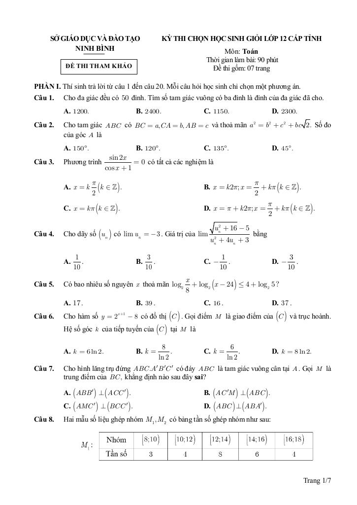 đề tham khảo chọn hsg tỉnh toán 12 năm 2025 – 2026 sở gd&đt ninh bình 0