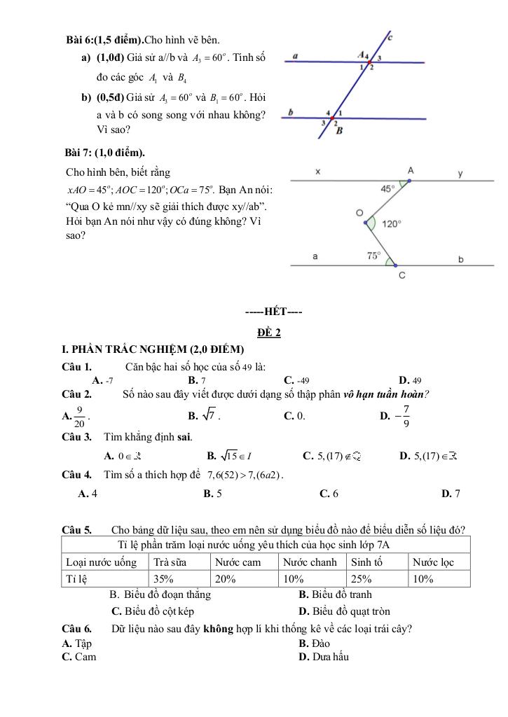 đề tham khảo cuối kỳ 1 toán 7 năm 2025 – 2026 trường thcs đông thạnh – tp hcm 2