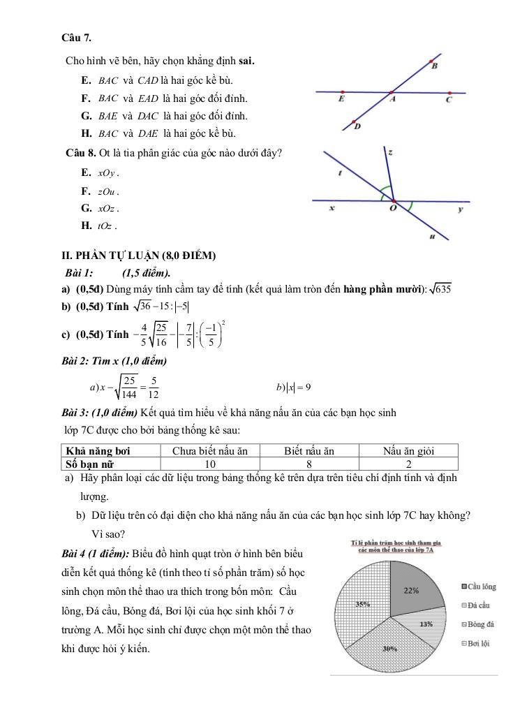 đề tham khảo cuối kỳ 1 toán 7 năm 2025 – 2026 trường thcs đông thạnh – tp hcm 3