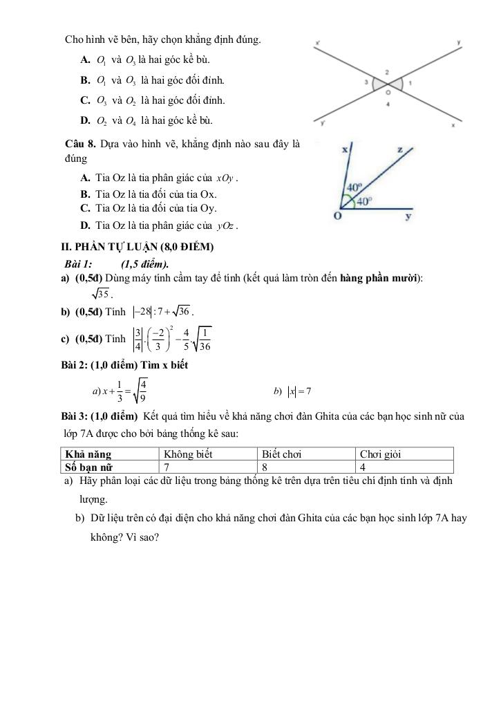 đề tham khảo cuối kỳ 1 toán 7 năm 2025 – 2026 trường thcs đông thạnh – tp hcm 8
